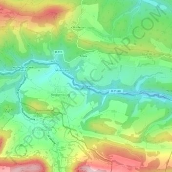 Mapa topográfico Les Forges, altitude, relevo