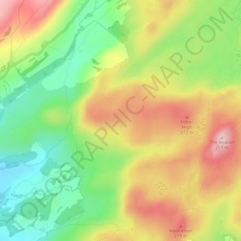 Mapa topográfico Rattan Haw, altitude, relevo