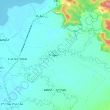 Mapa topográfico Maguing, altitude, relevo