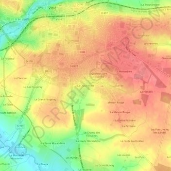 Mapa topográfico La Chauvinière, altitude, relevo