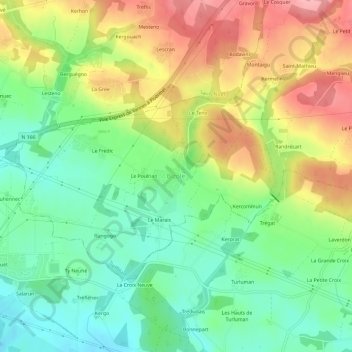 Mapa topográfico Bizole, altitude, relevo