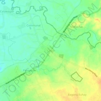 Mapa topográfico Cabu, altitude, relevo