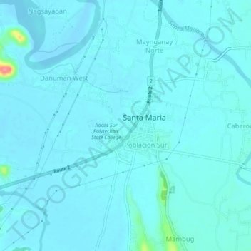 Mapa topográfico Poblacion Norte, altitude, relevo