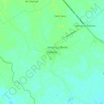 Mapa topográfico Dolores, altitude, relevo