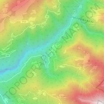 Mapa topográfico Curiglia, altitude, relevo