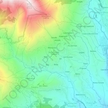 Mapa topográfico Trucheis, altitude, relevo