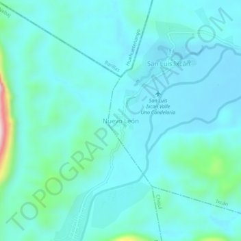 Mapa topográfico Nuevo León, altitude, relevo