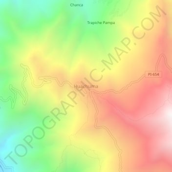 Mapa topográfico Huachuma, altitude, relevo