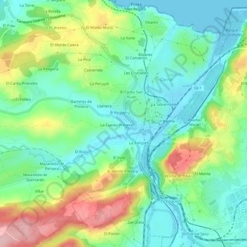 Mapa topográfico El Empalme, altitude, relevo