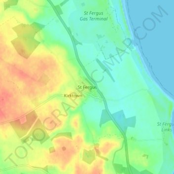 Mapa topográfico St Fergus, altitude, relevo