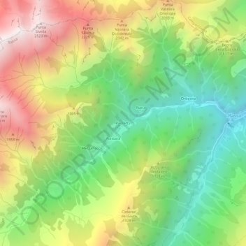 Mapa topográfico Rassetta, altitude, relevo