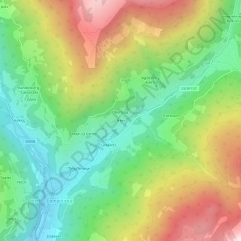 Mapa topográfico Hien, altitude, relevo