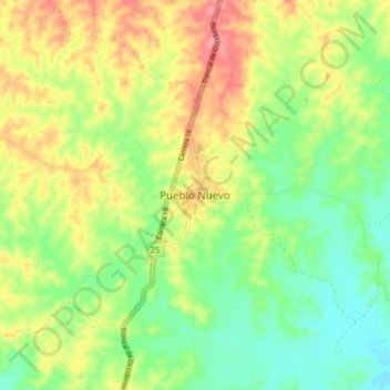 Mapa topográfico Pueblo Nuevo, altitude, relevo