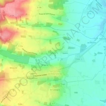 Mapa topográfico Penelle, altitude, relevo