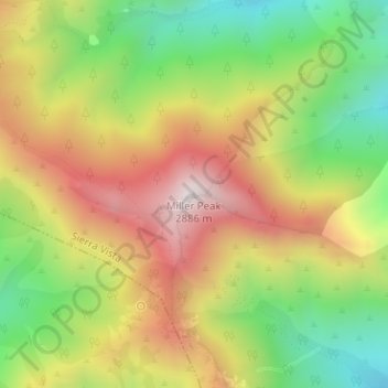 Mapa topográfico Miller Peak, altitude, relevo