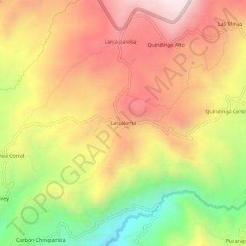 Mapa topográfico Larcaloma, altitude, relevo