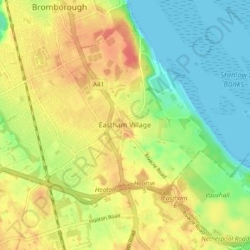 Mapa topográfico Eastham Village, altitude, relevo
