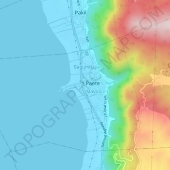 Mapa topográfico Ibaba del Sur, altitude, relevo