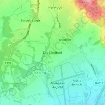 Mapa topográfico Dry Sandford, altitude, relevo