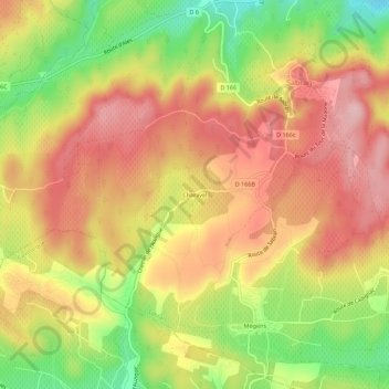 Mapa topográfico Charavel, altitude, relevo