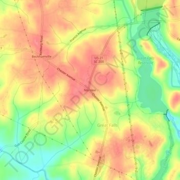 Mapa topográfico Nitrolee, altitude, relevo