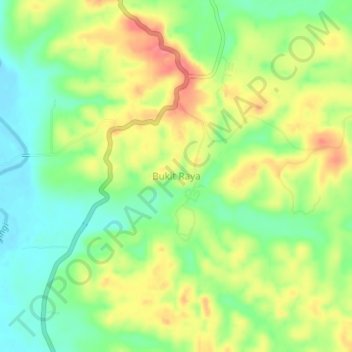 Mapa topográfico Bukit Raya, altitude, relevo