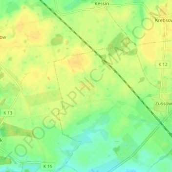 Mapa topográfico Radlow, altitude, relevo