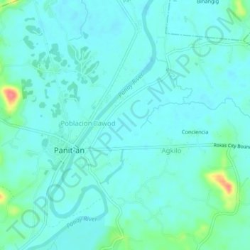 Mapa topográfico Tabuc Norte, altitude, relevo