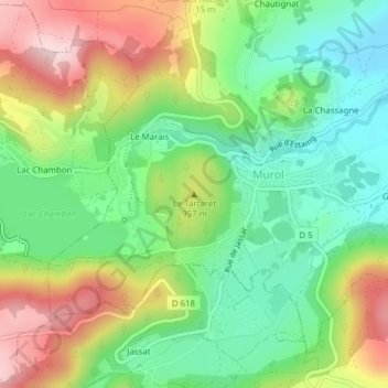 Mapa topográfico Le Tartaret, altitude, relevo