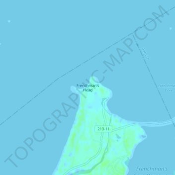 Mapa topográfico Frenchman's Head, altitude, relevo