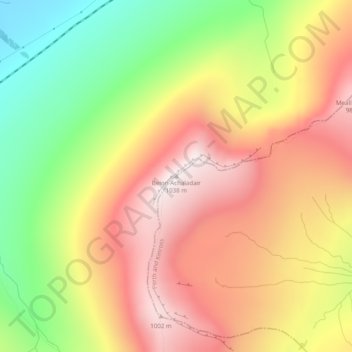 Mapa topográfico Beinn Achaladair, altitude, relevo