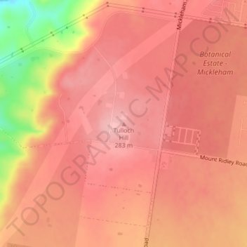 Mapa topográfico Tulloch Hill, altitude, relevo
