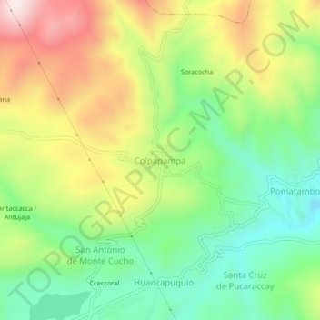 Mapa topográfico Colpapampa, altitude, relevo