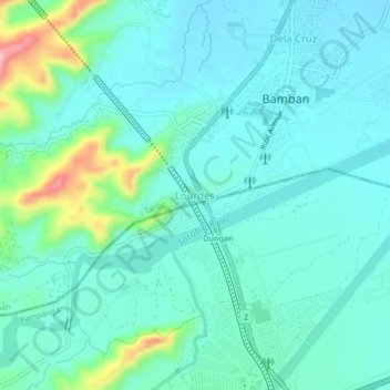 Mapa topográfico Lourdes, altitude, relevo