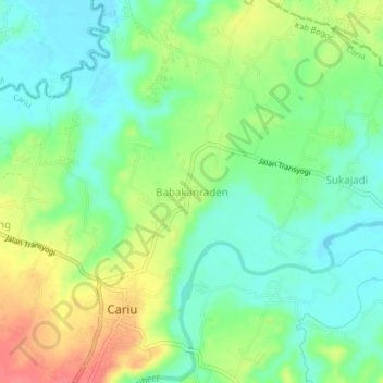 Mapa topográfico Babakanraden, altitude, relevo