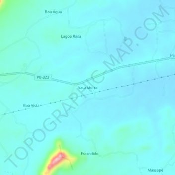 Mapa topográfico Vaca Morta, altitude, relevo