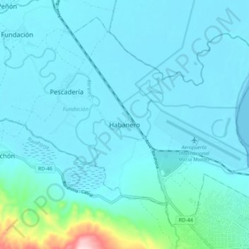 Mapa topográfico Habanero, altitude, relevo
