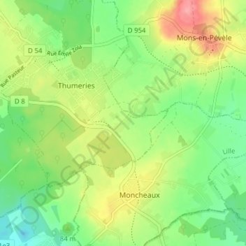 Mapa topográfico L'Olizier, altitude, relevo