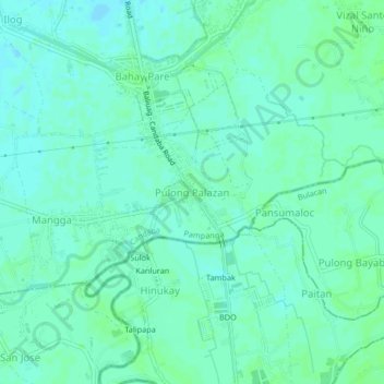 Mapa topográfico Pulong Palazan, altitude, relevo