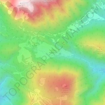 Mapa topográfico Peguera, altitude, relevo