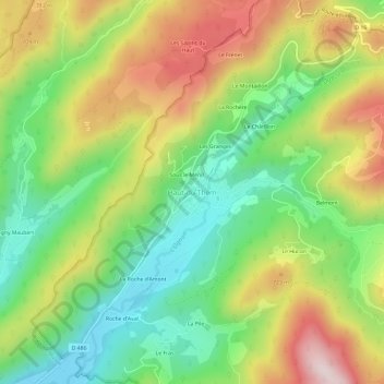Mapa topográfico Haut-du-Them, altitude, relevo