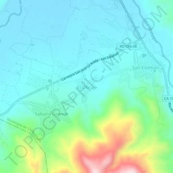 Mapa topográfico El Obraje, altitude, relevo