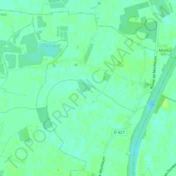Mapa topográfico Pont de Lamothe, altitude, relevo