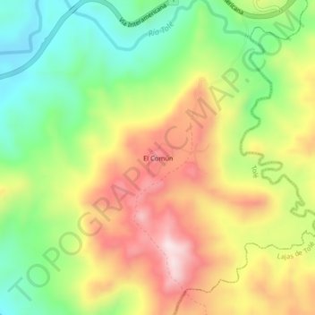 Mapa topográfico El Común, altitude, relevo