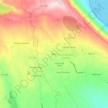 Mapa topográfico Freira, altitude, relevo