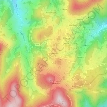 Mapa topográfico Le Chêne, altitude, relevo