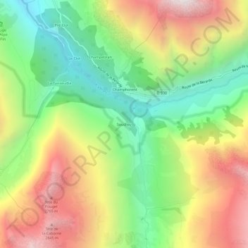 Mapa topográfico Souchey, altitude, relevo
