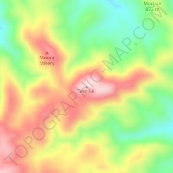 Mapa topográfico Tent Hill, altitude, relevo