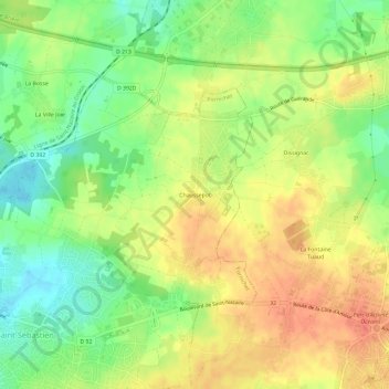 Mapa topográfico Chaussepot, altitude, relevo
