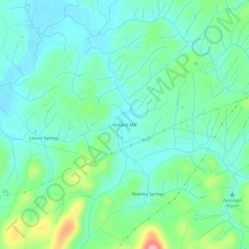 Mapa topográfico Holland Mill, altitude, relevo